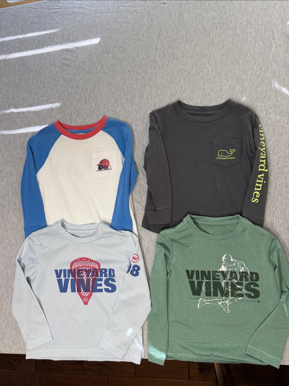 Vineyard Vines Kids Long-Sleeve Graphic Tee Bundle 2T - Blue, Gray, Green, White